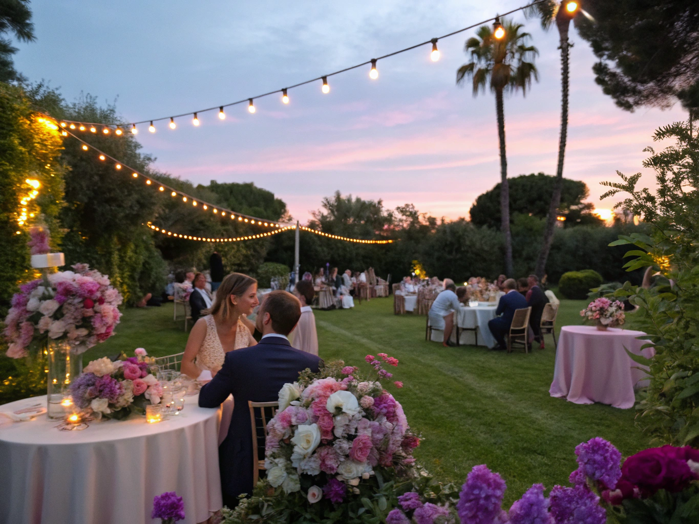 Outdoor garden party setup